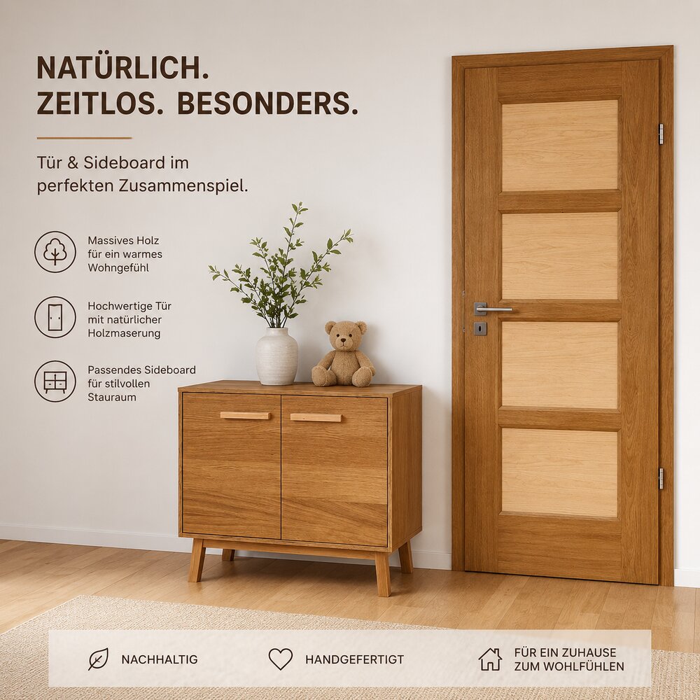 Sideboard und Zimmertür aus Eiche und Ahorn
