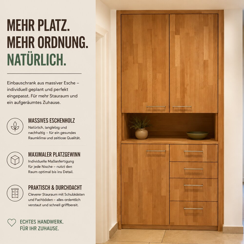 Garderobenschrank aus Massivholz mit viel Stauraum