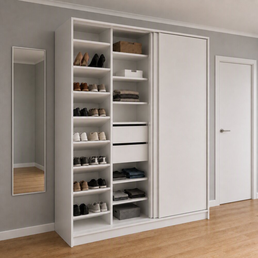 Schuhschrank aus Dekorspan mit Schiebetür