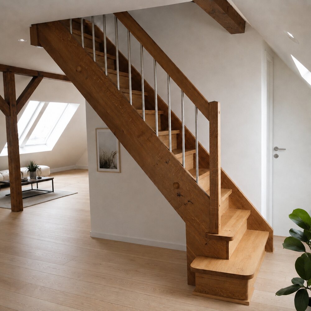 Geschlossene Treppe aus Eiche geölt