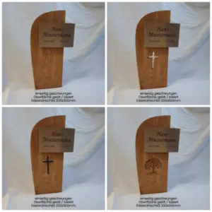 Grabstein aus Holz geschwungen