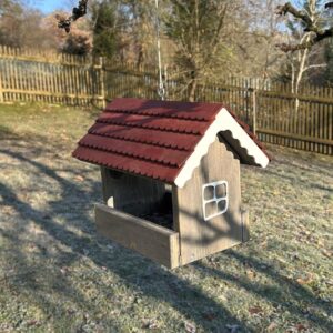 Bausatz für ein Vogel-Futterhaus aus Fichte-3-Schichtplatte, zugeschnitten und vorgebohrt