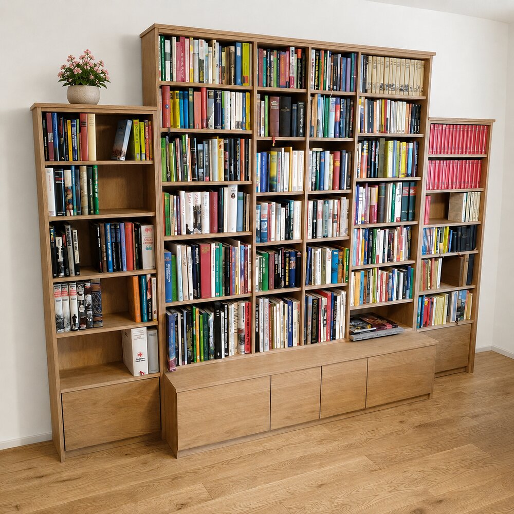 Bücherschrank aus Eiche und Multiplex