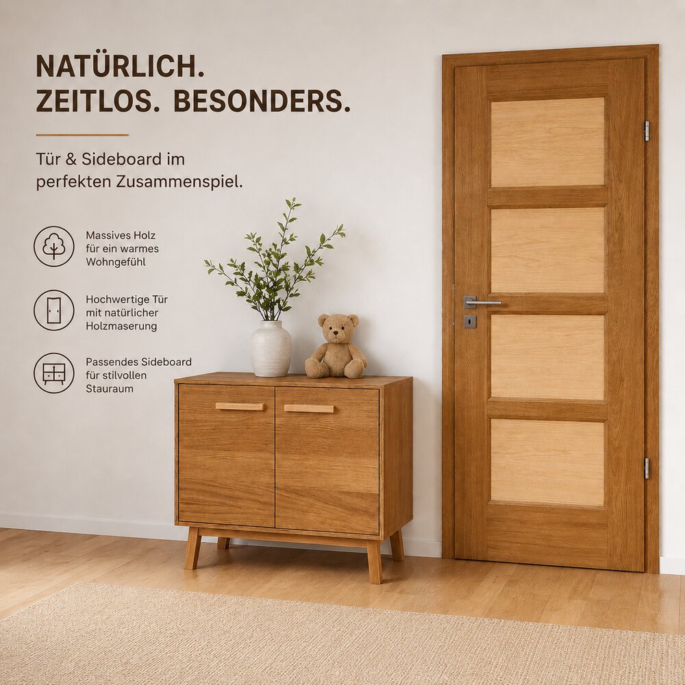 Sideboard und Zimmertür aus Eiche und Ahorn